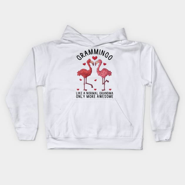 Grammingo Like A Normal Grandma Only More Awesome, Cute Pink Flamingo, Gift Idea For Granny And Grandmother Kids Hoodie by DragonTees